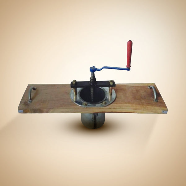 Wooden platform with metal clamp