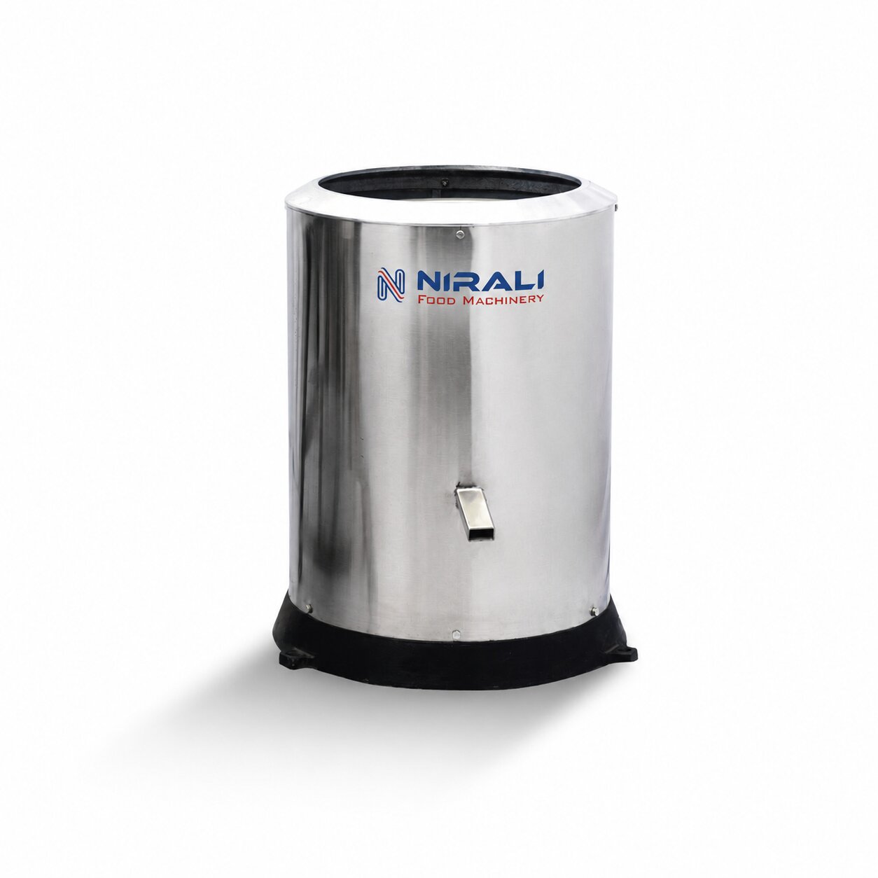 Stainless steel machine with 'Nirali' branding on a white background